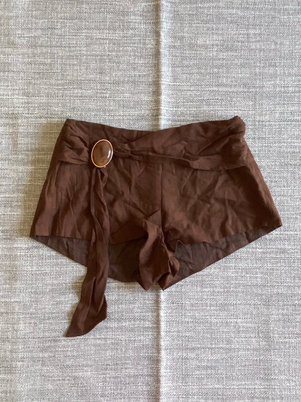 Princess Polly Florana Belted Mini Shorts Chocolate Sz 2